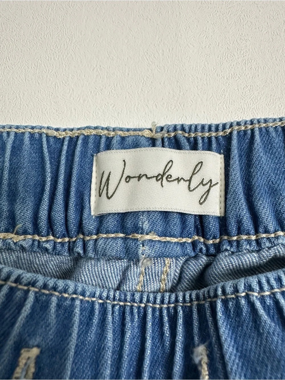 Wonderly women’s large ,Harbour elastic drawstring waistband pull on denim pants